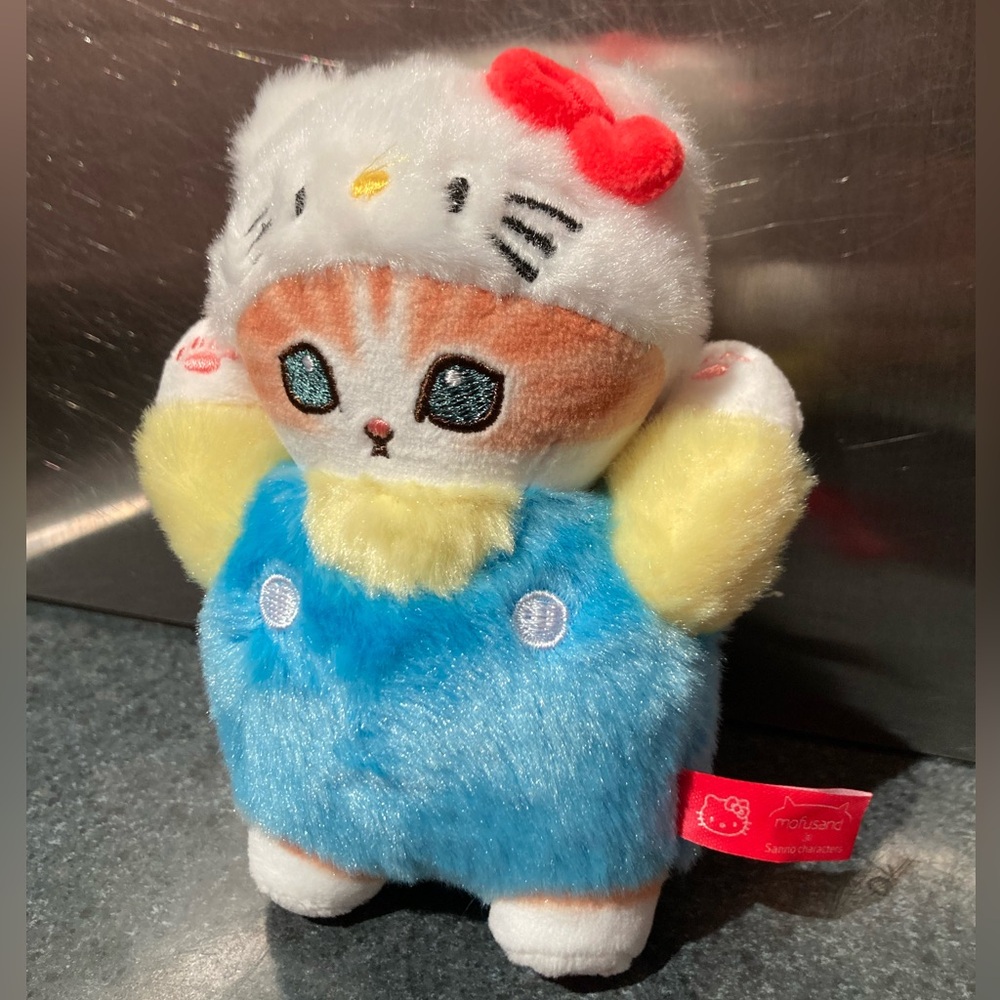 🐱 13cm Japan Sanrio Mofusand Cat Cross-Dressing Hello Kitty Plush Stuff Doll Toy - Picture 3 of 7